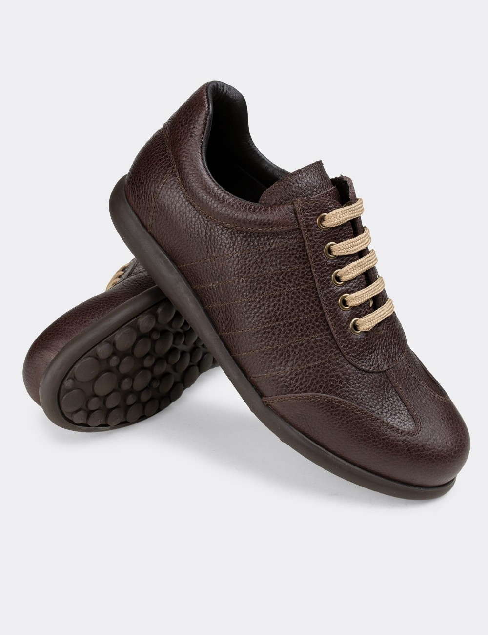 Brown  Leather Lace-up Shoes - 01826MKHVC05