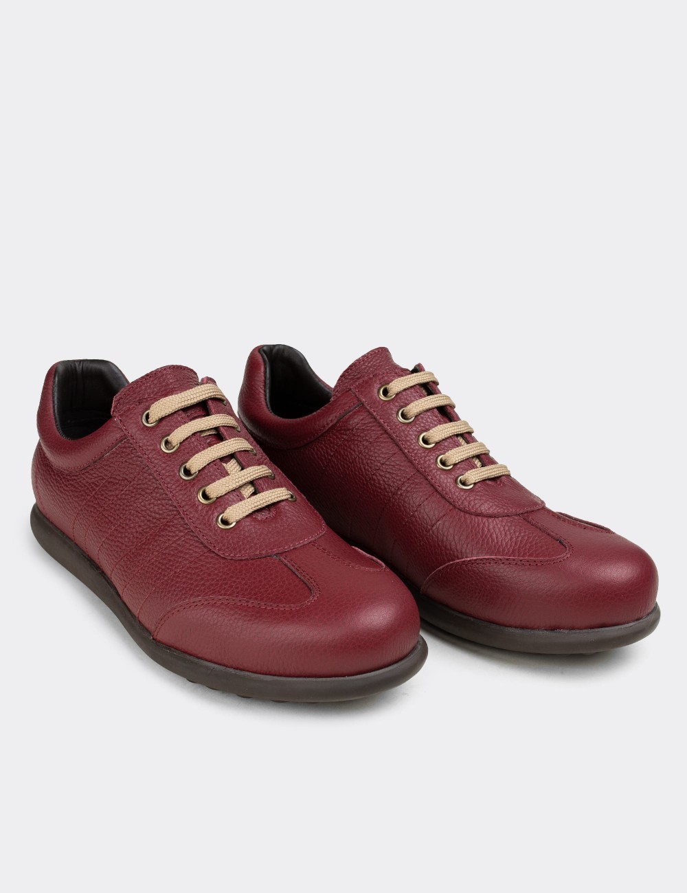 Burgundy Nubuck Leather Lace-up Shoes - 01826MBRDC03