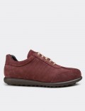 Burgundy Suede Leather Lace-up Shoes