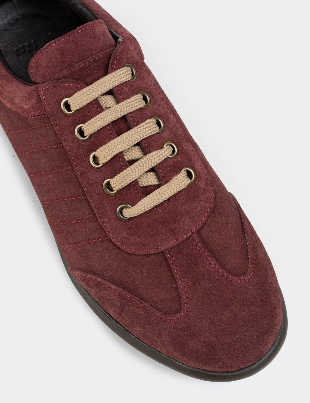 Burgundy Suede Leather Lace-up Shoes - 01826MBRDC02