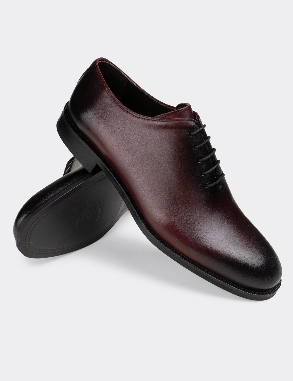 Burgundy  Leather Classic Shoes - 01830MBRDN02