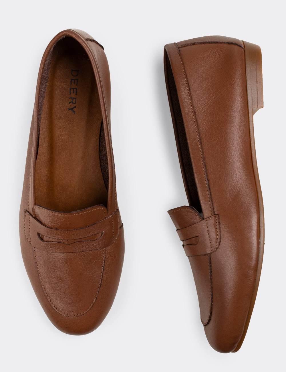 Tan  Leather Loafers Shoes - E3202ZTBAC04