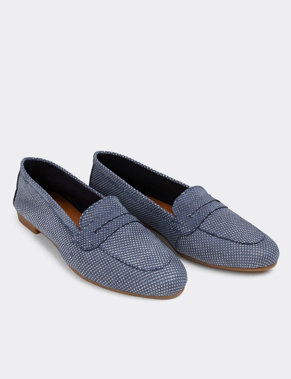 Blue  Leather Loafers - E3202ZMVIC03