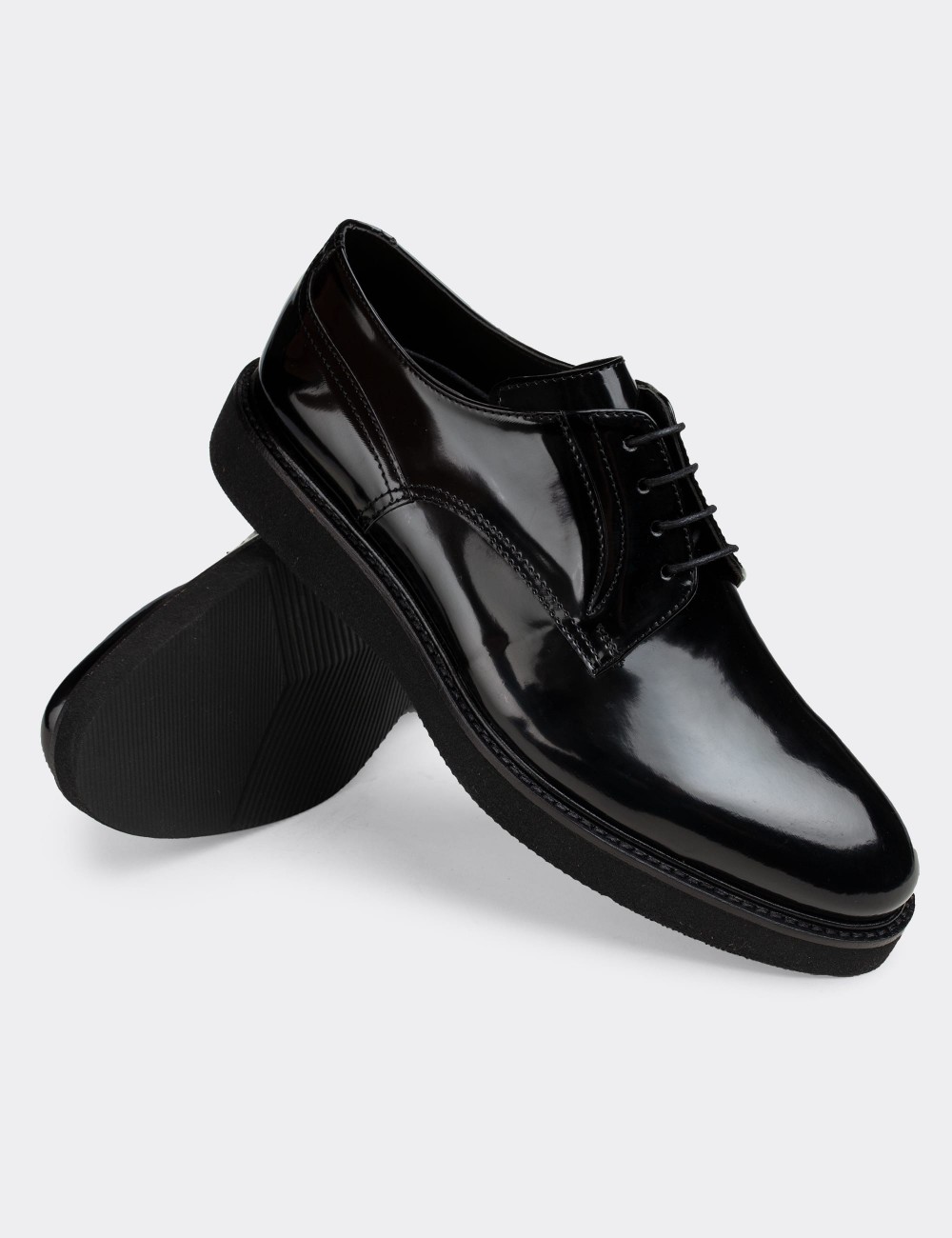 Black Lace-up Shoes - 01294MSYHE25