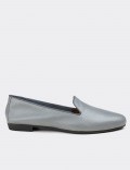 Gray  Leather Loafers 