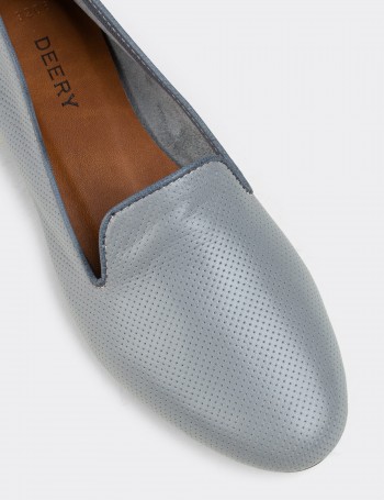 Gray  Leather Loafers  - E3208ZGRIC03