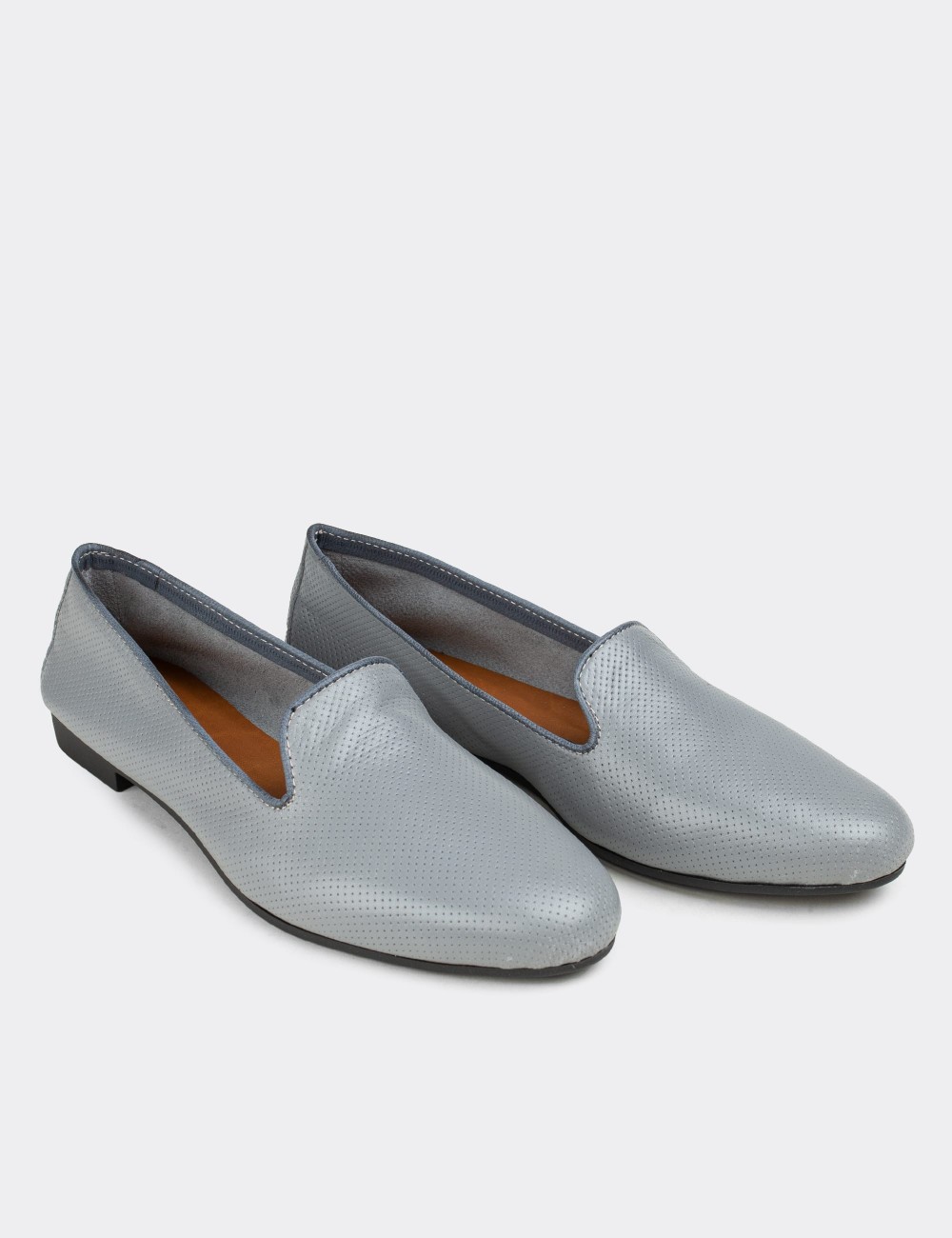 Gray  Leather Loafers  - E3208ZGRIC03