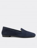 Navy Suede Leather Loafers 