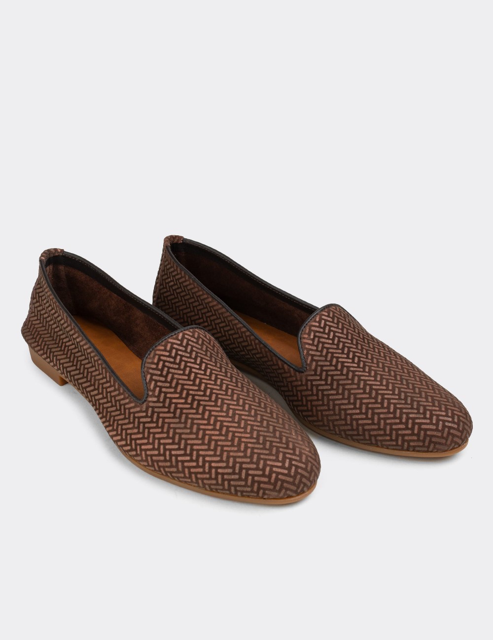 Brown Nubuck Leather Loafers  - E3208ZKHVC09