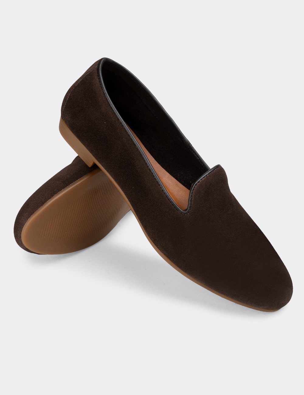 Brown Suede Leather Loafers  - E3208ZKHVC07