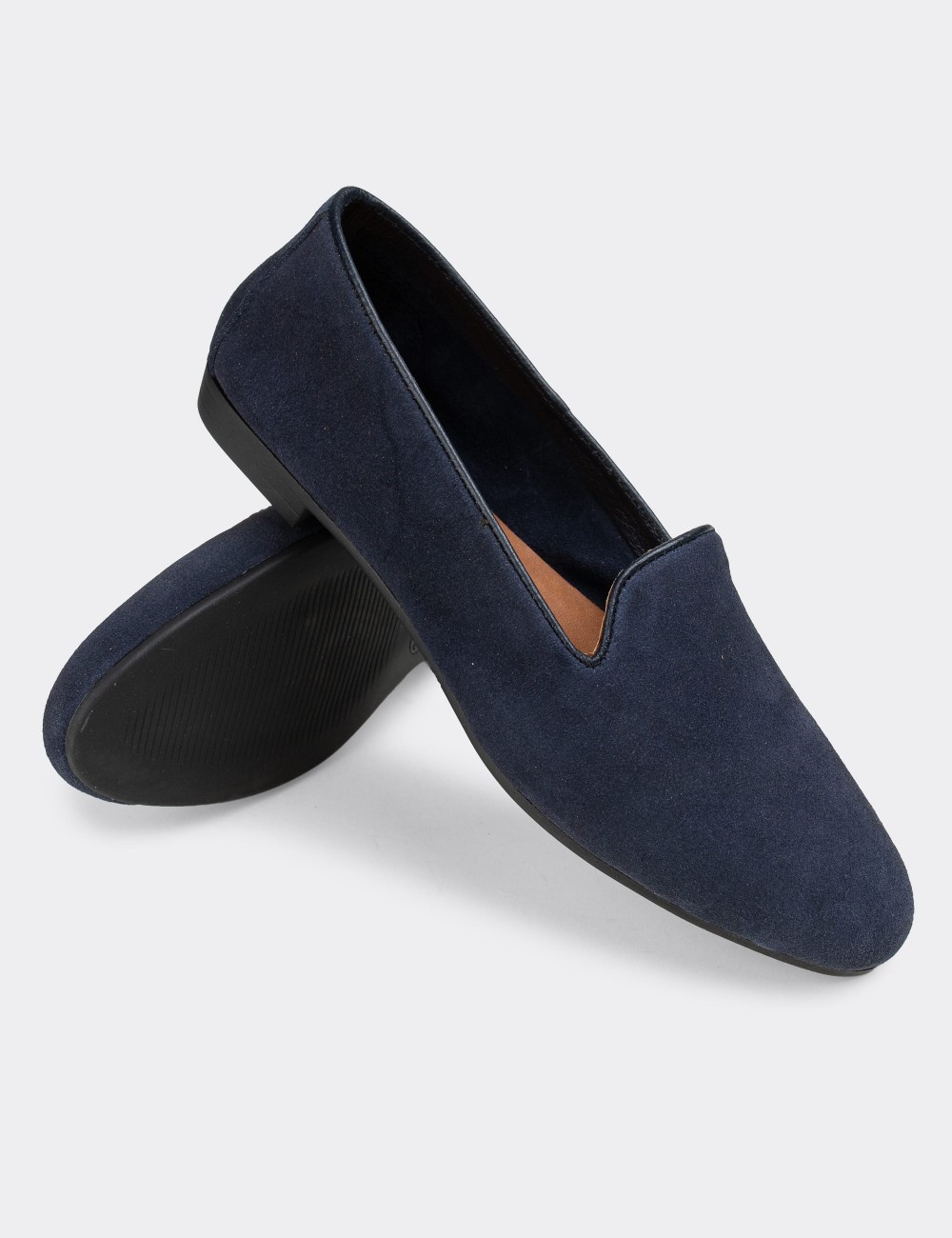 Navy Suede Leather Loafers  - E3208ZLCVC02