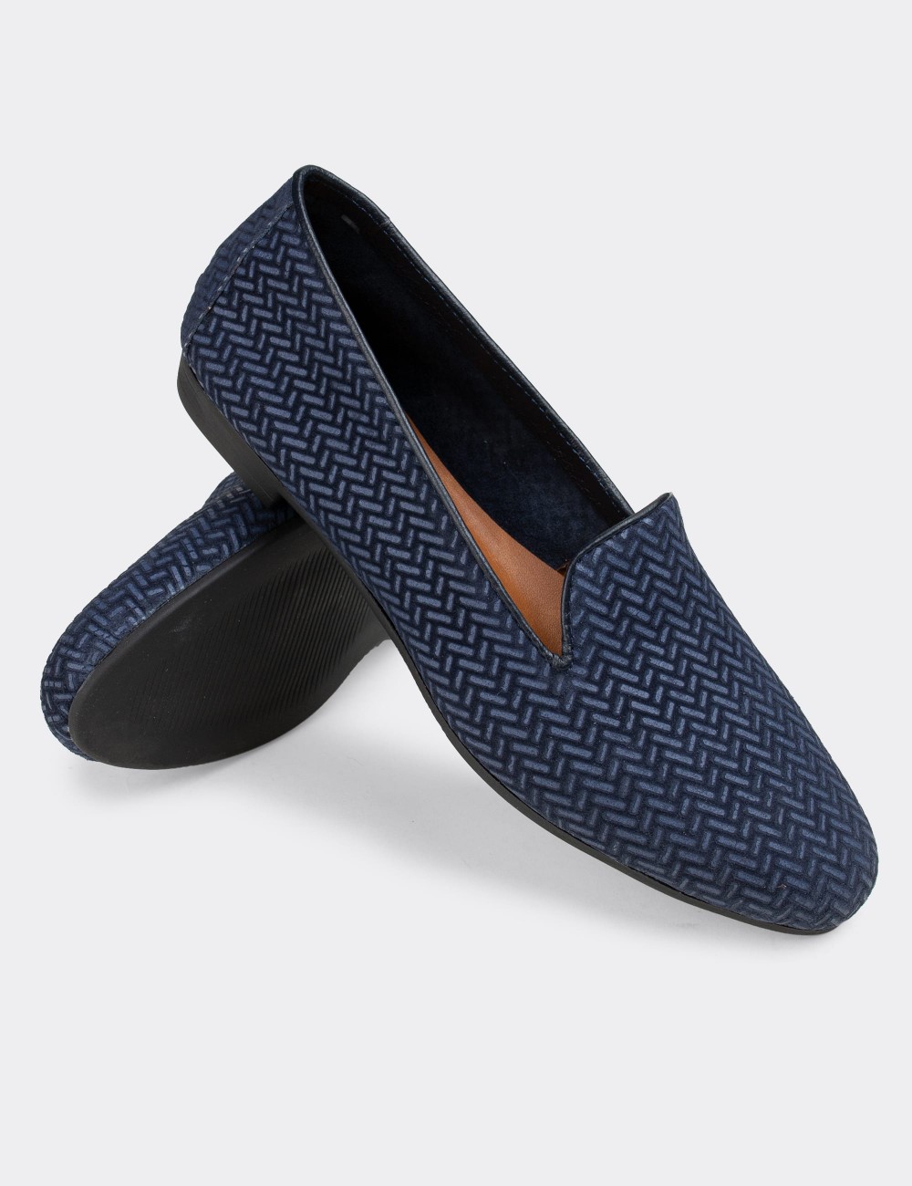 Blue Nubuck Leather Loafers  - E3208ZMVIC02