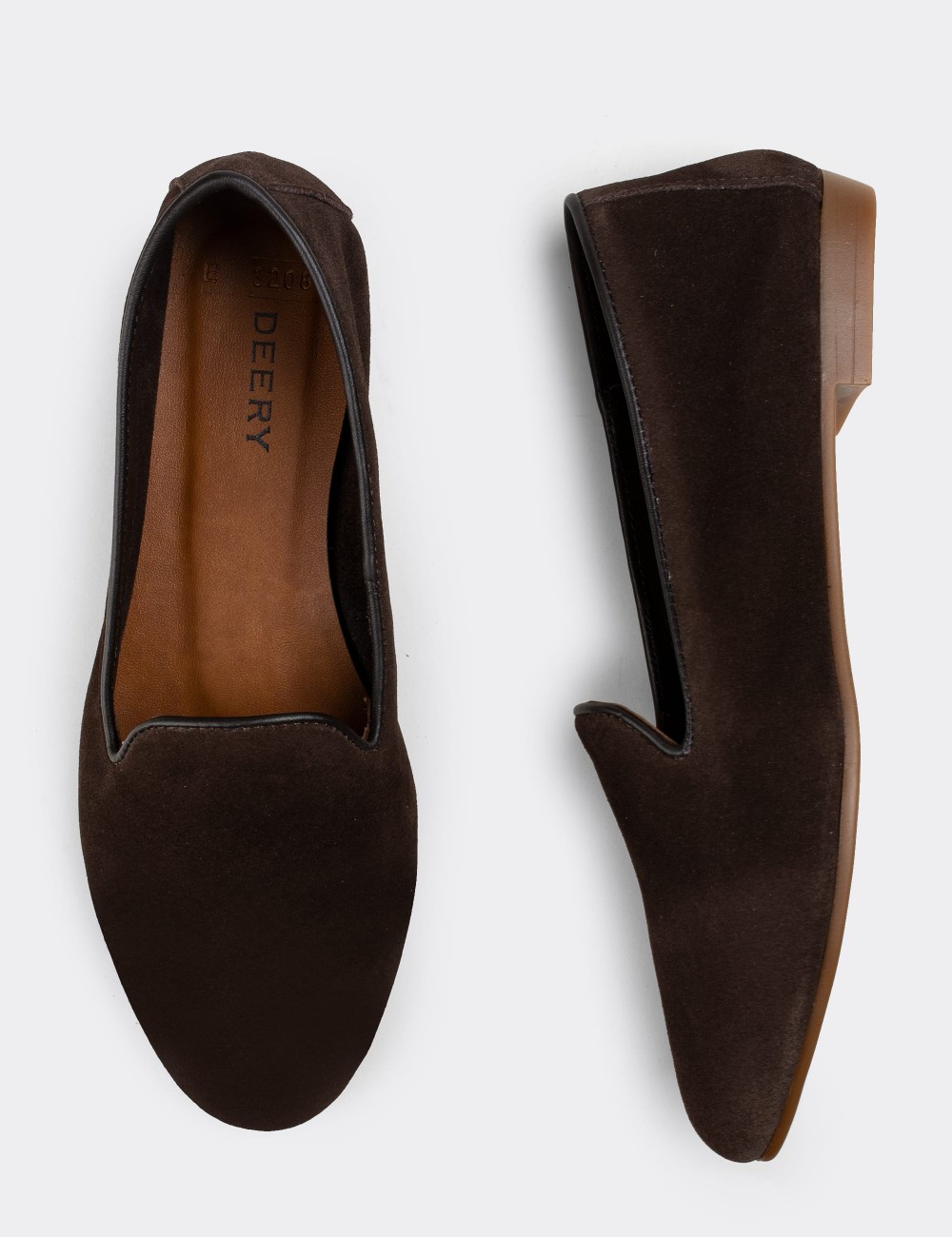 Brown Suede Leather Loafers  - E3208ZKHVC07