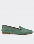 Green Suede Leather Loafers 