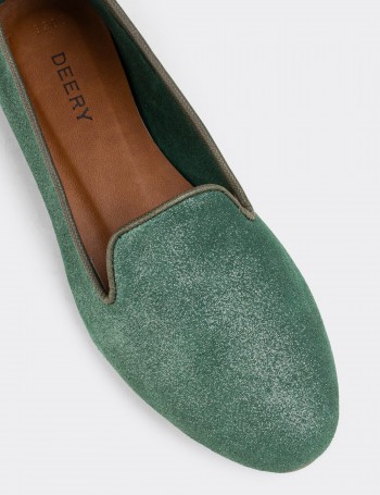 Green Suede Leather Loafers  - E3208ZYSLC01