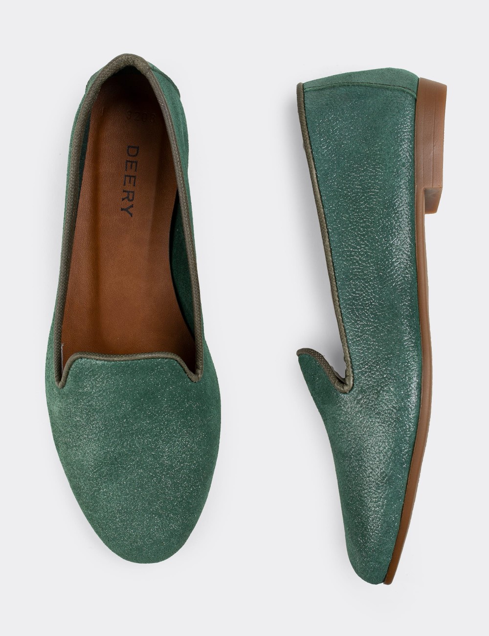 Green Suede Leather Loafers  - E3208ZYSLC01