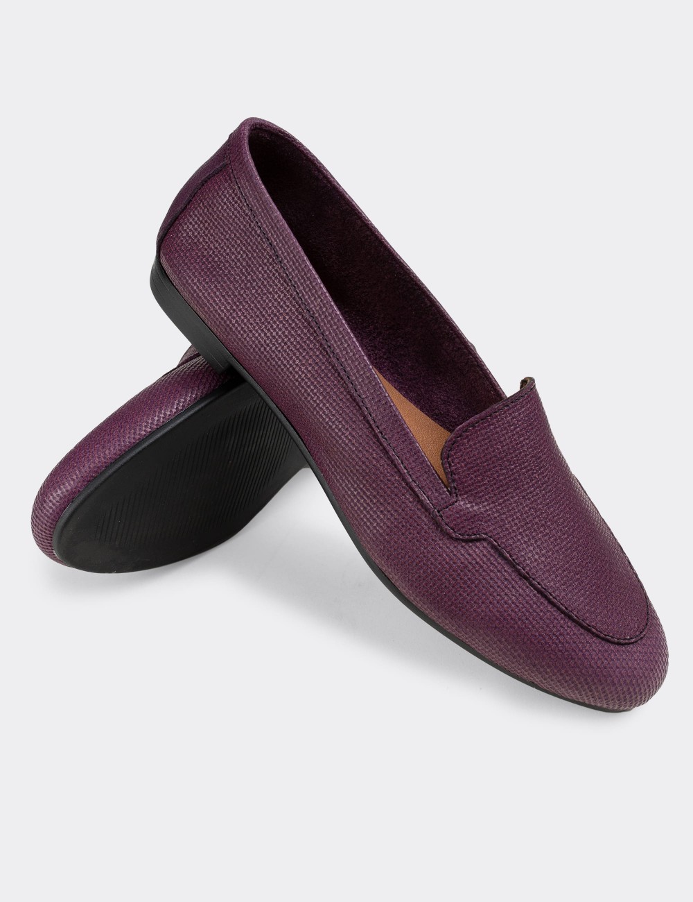 Purple Nubuck Leather Loafers  - E3206ZMORC01