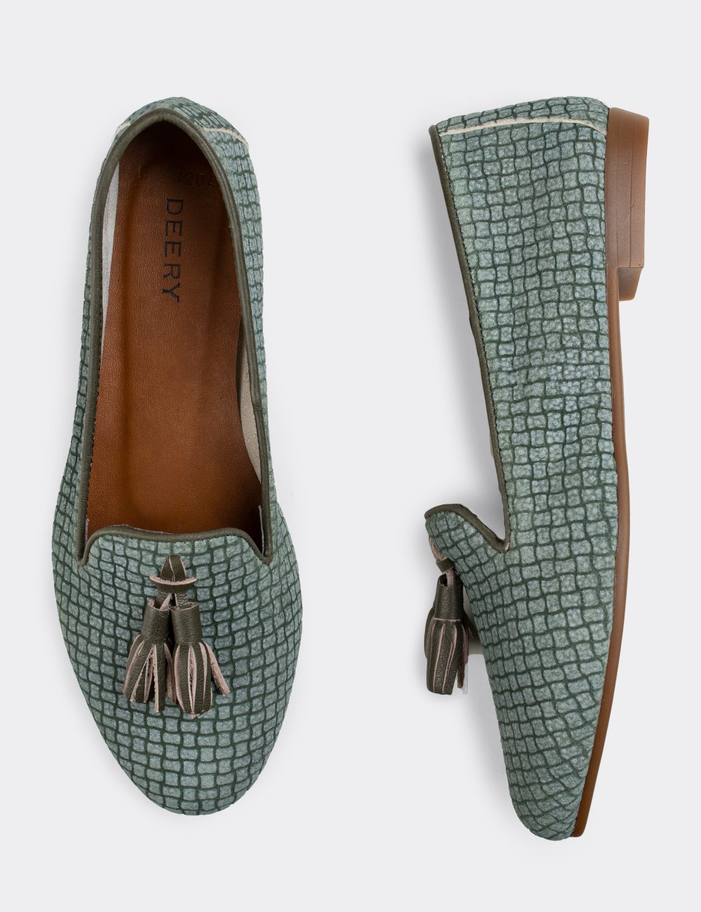 Green Nubuck Leather Loafers  - E3204ZYSLC04
