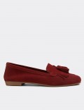 Burgundy Suede Leather Loafers 