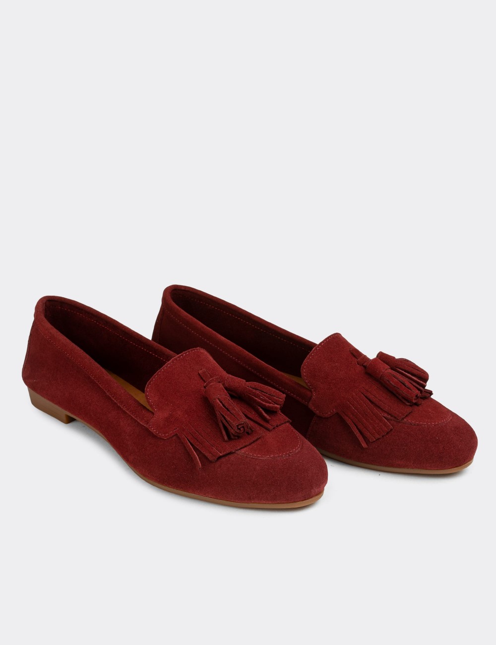 Burgundy Suede Leather Loafers  - E3203ZBRDC01