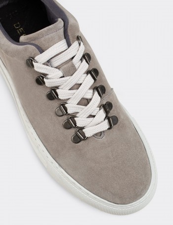 Beige Suede Leather  Sneakers - 01835MBEJC01