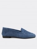 Blue Suede Leather Loafers 