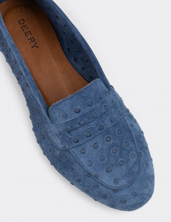 Blue Suede Leather Loafers  - E3202ZMVIC05