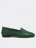 Green Calfskin Leather Vintage Loafers 