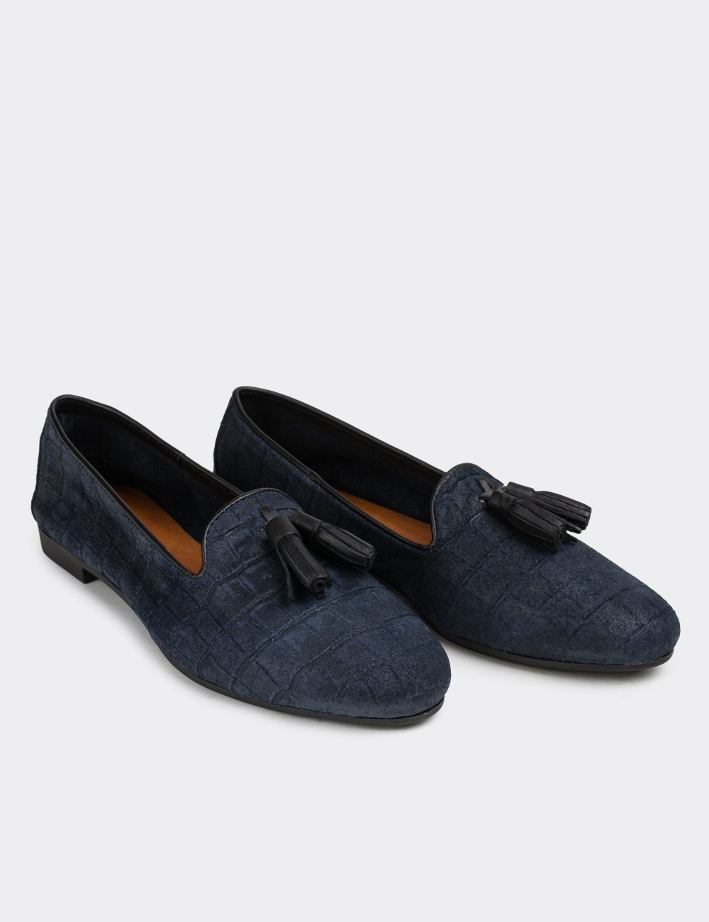 Blue Nubuck Leather Loafers  - E3204ZMVIC02
