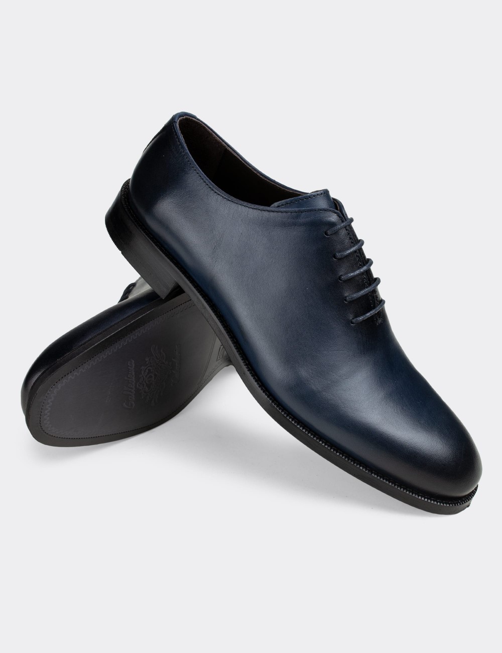 Blue  Leather Classic Shoes - 01830MMVIN02