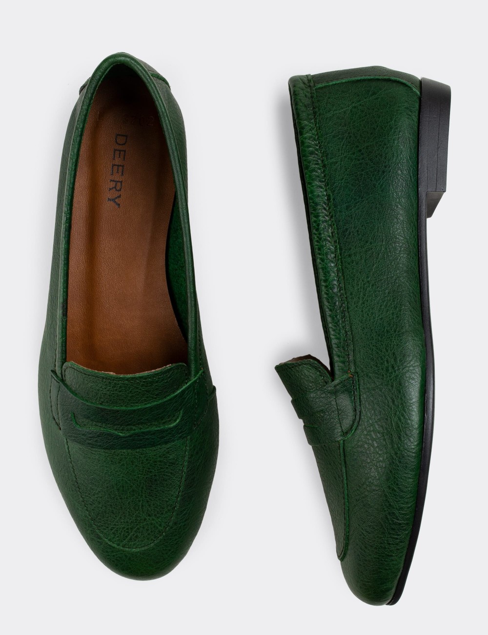 Green  Leather Vintage Loafers  - E3202ZYSLC06