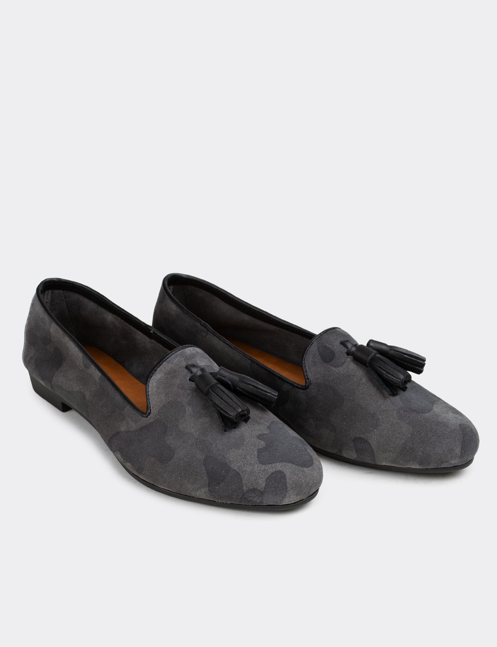Gray Suede Leather Loafers  - E3204ZGRIC02