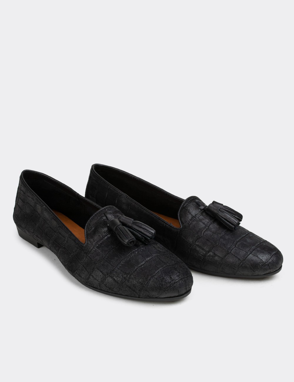 Black Nubuck Leather Loafers  - E3204ZSYHC04