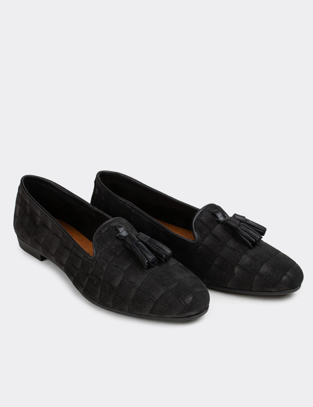 Black Nubuck Leather Loafers  - E3204ZSYHC05