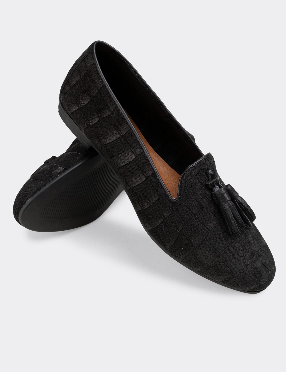 Black Nubuck Leather Loafers  - E3204ZSYHC05