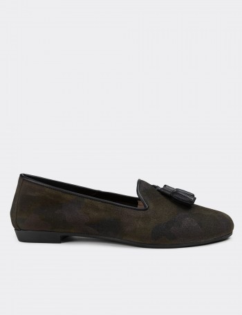 Green Suede Leather Loafers  - E3204ZYSLC06