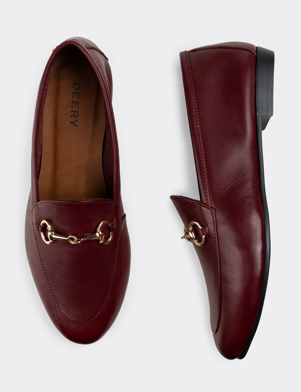 Burgundy  Leather Loafers  - E3207ZBRDC01