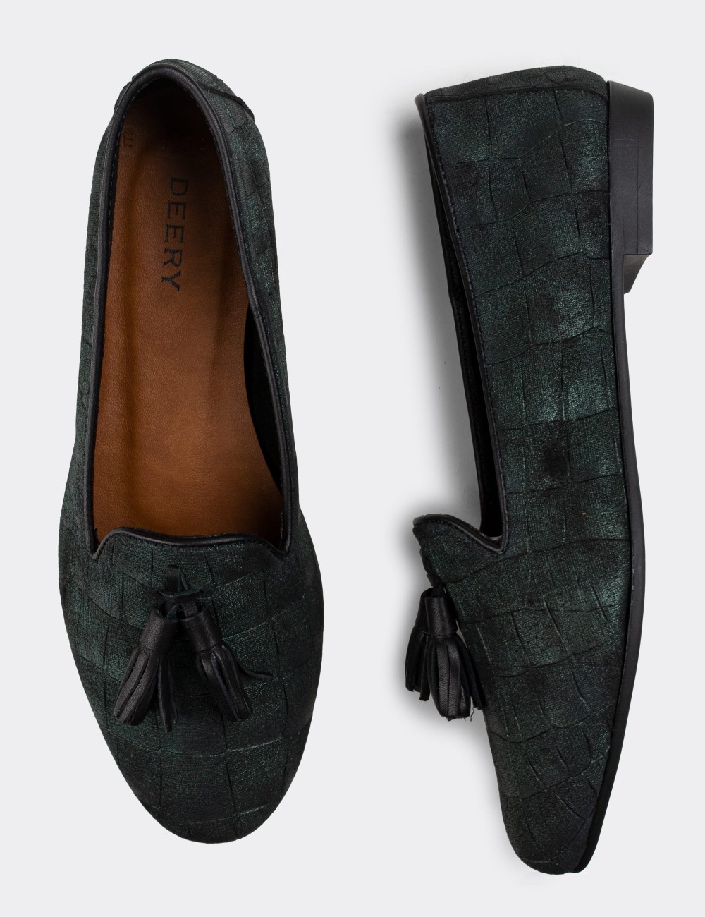 Green Nubuck Leather Loafers  - E3204ZYSLC07