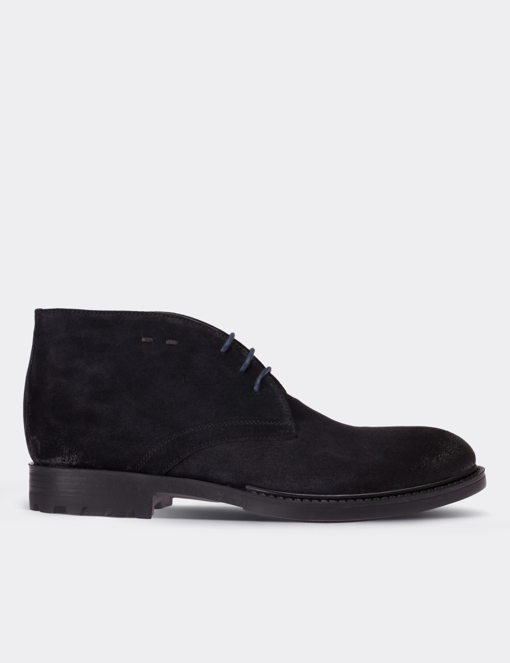 Navy Suede Leather Desert Boots - 01295MLCVC01