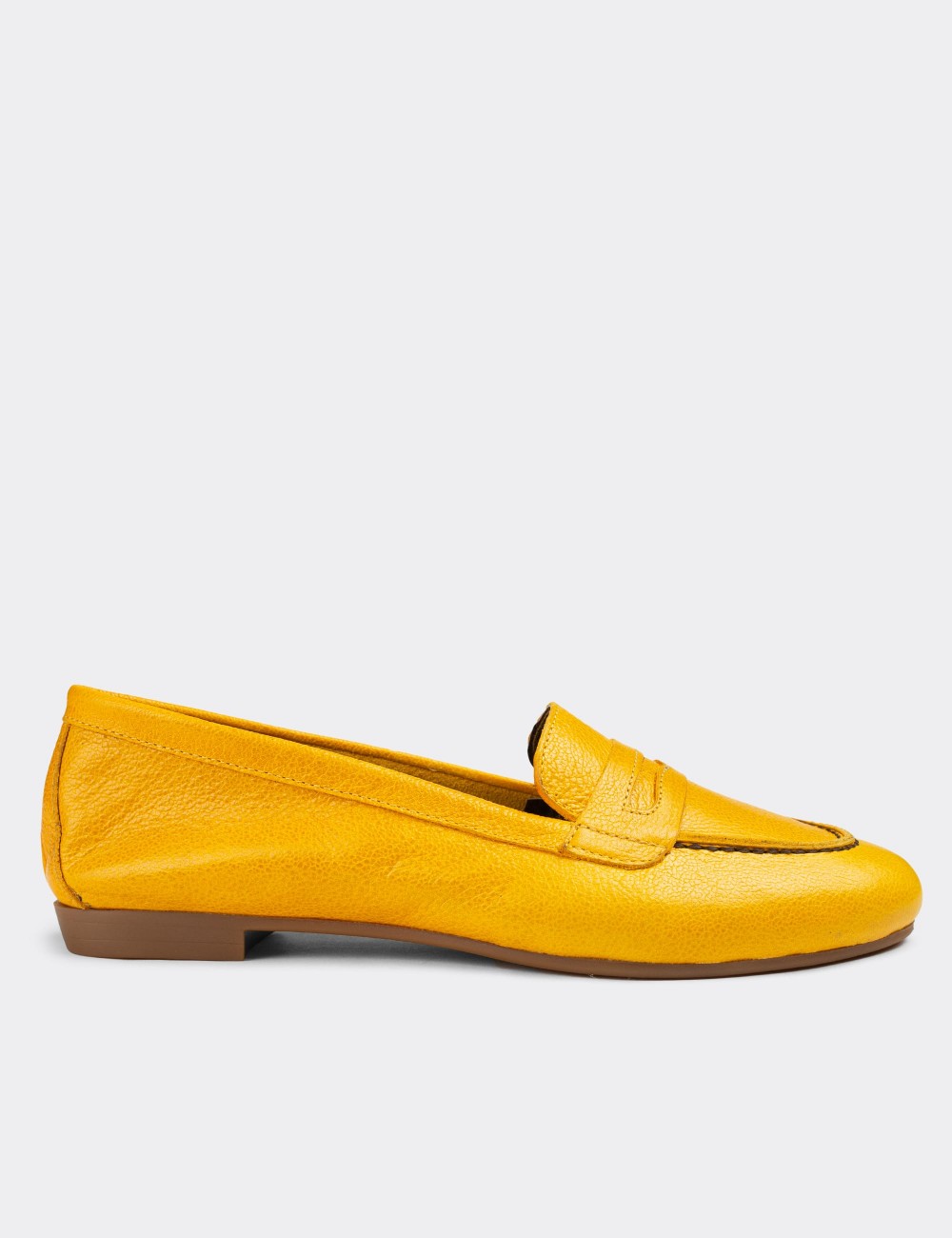 Yellow  Leather Loafers  - E3201ZSRIC01