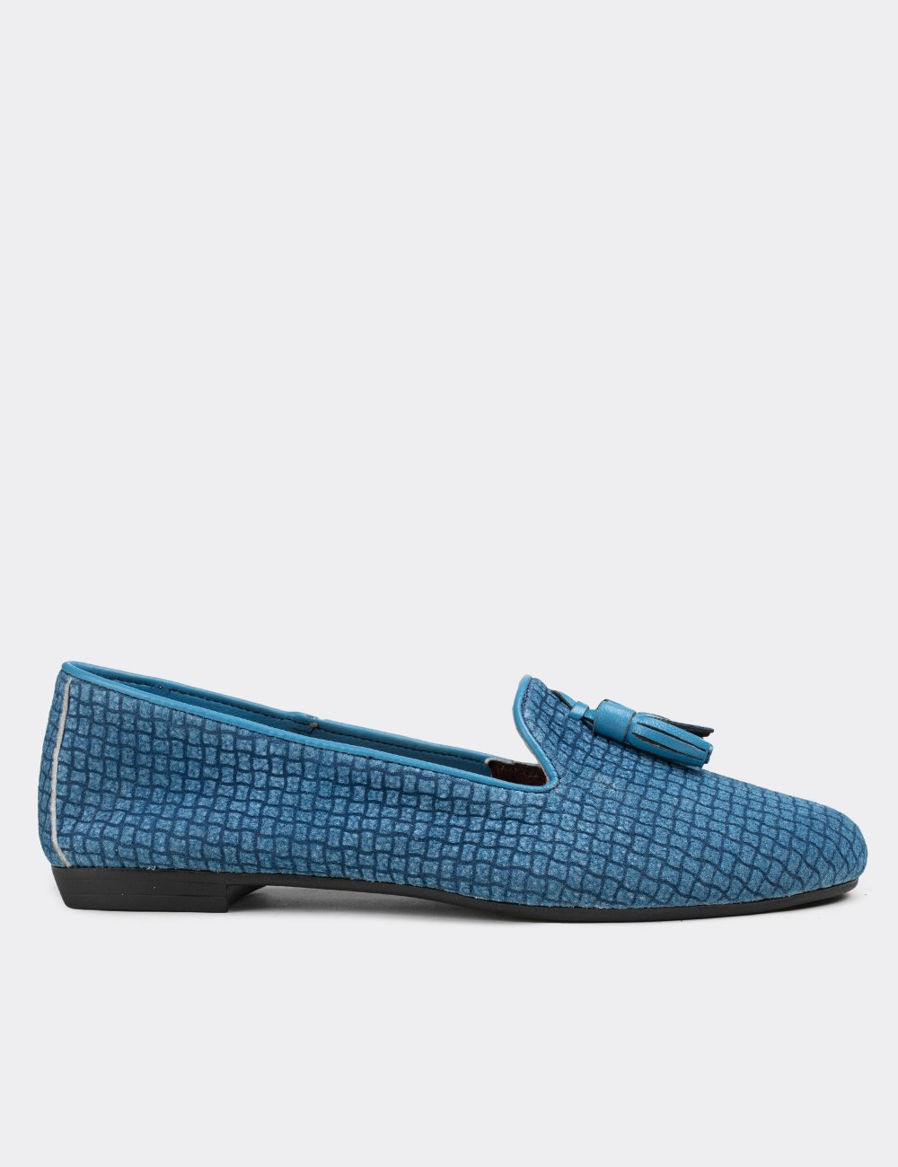 Blue Nubuck Leather Loafers  - E3204ZMVIC01