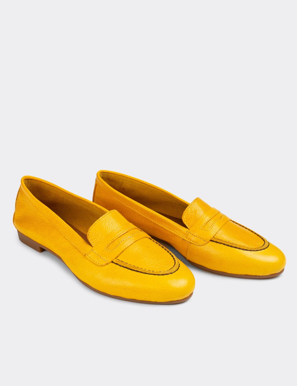 Yellow  Leather Loafers  - E3201ZSRIC01