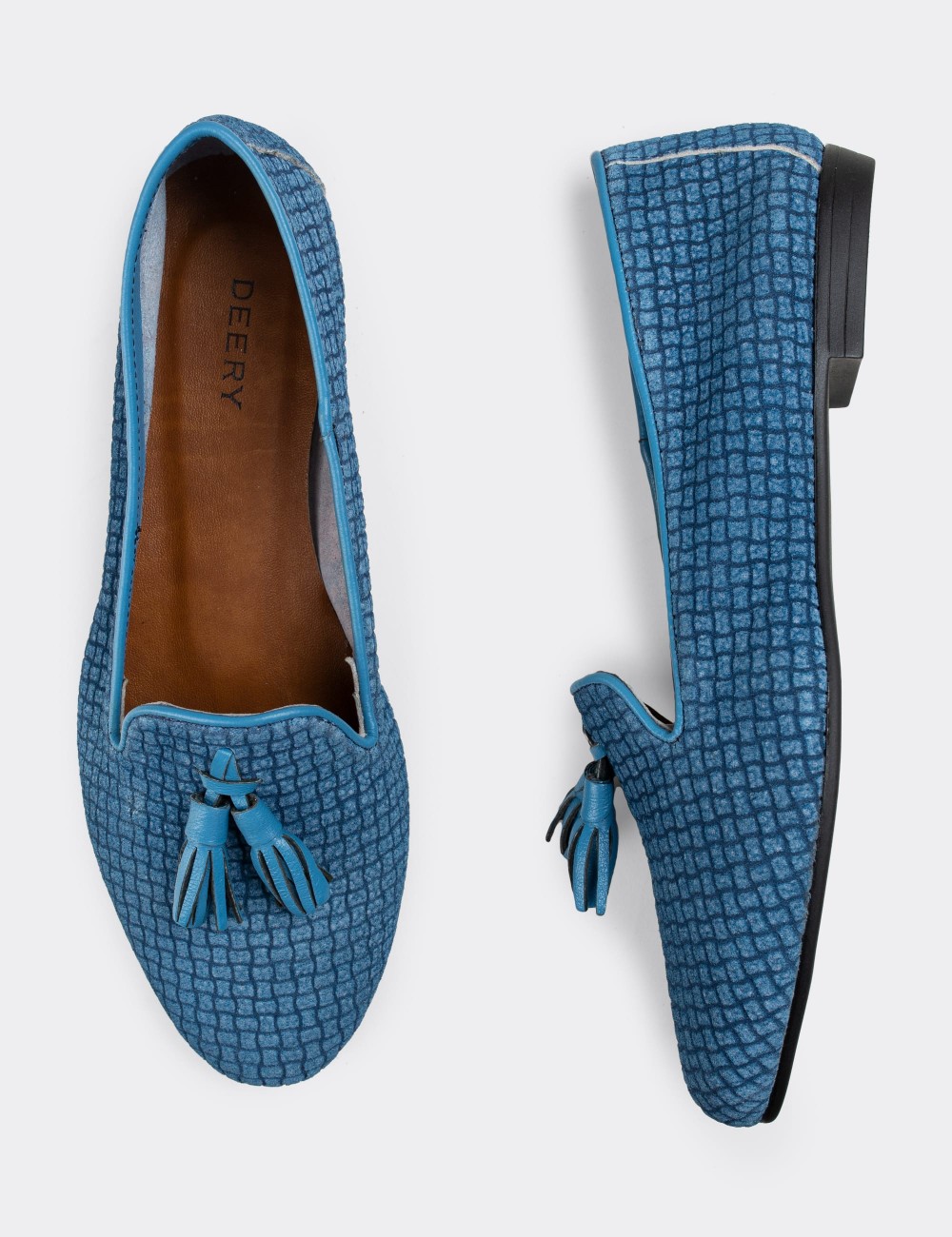 Blue Nubuck Leather Loafers  - E3204ZMVIC01