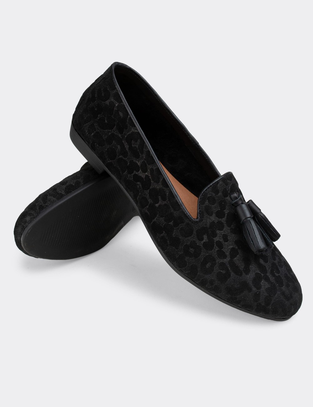 Black Nubuck Leather Loafers  - E3204ZSYHC02