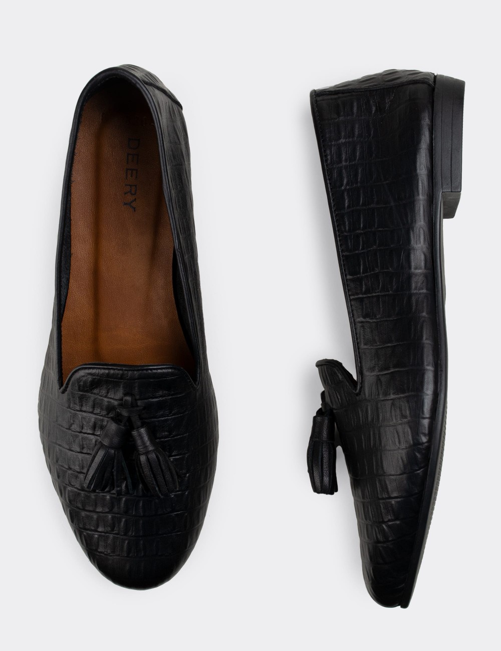 Black  Leather Loafers  - E3204ZSYHC03