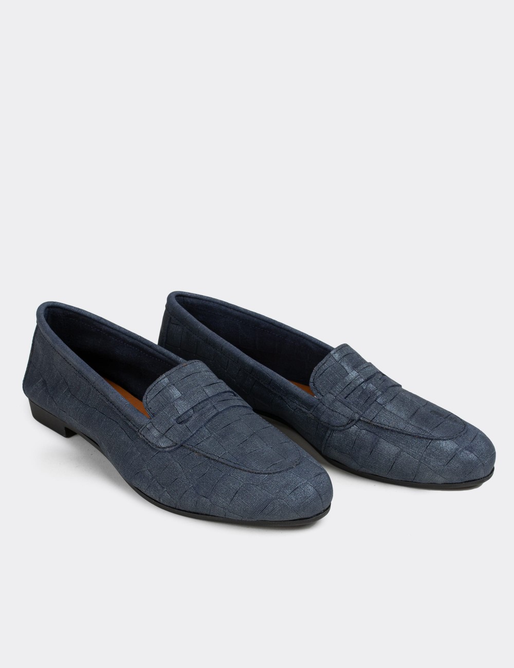 Blue Nubuck Leather Loafers  - E3202ZMVIC07