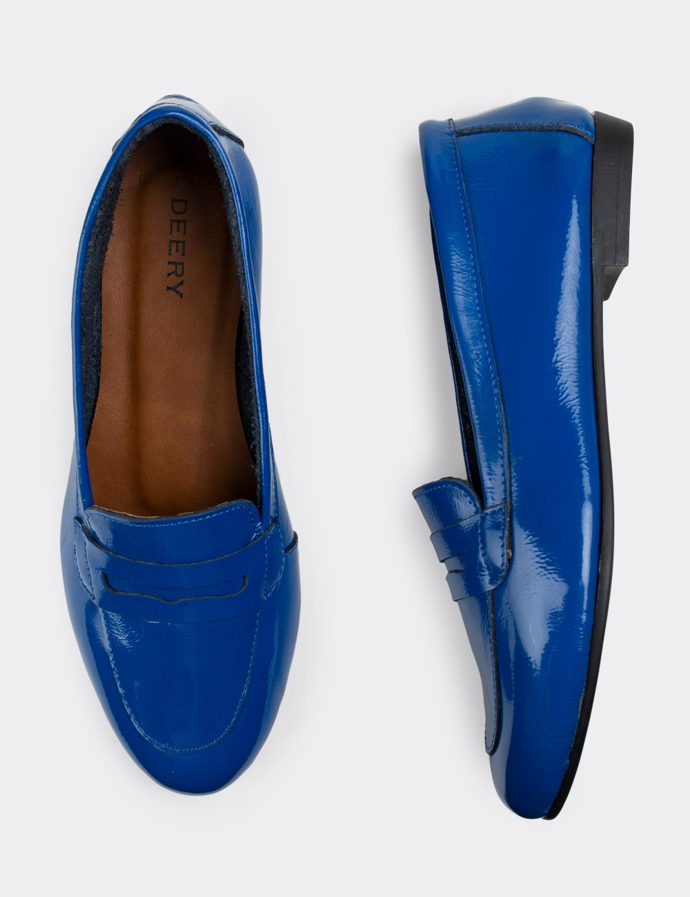 Blue Patent Leather Loafers  - E3202ZMVIC06