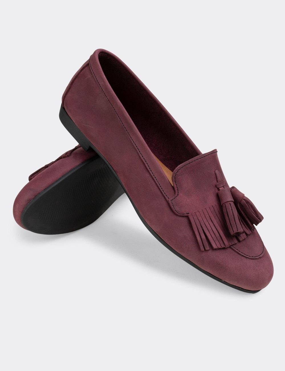 Damson Nubuck Leather Loafers  - E3203ZMRDC01