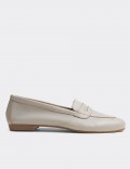 Beige  Leather Loafers 