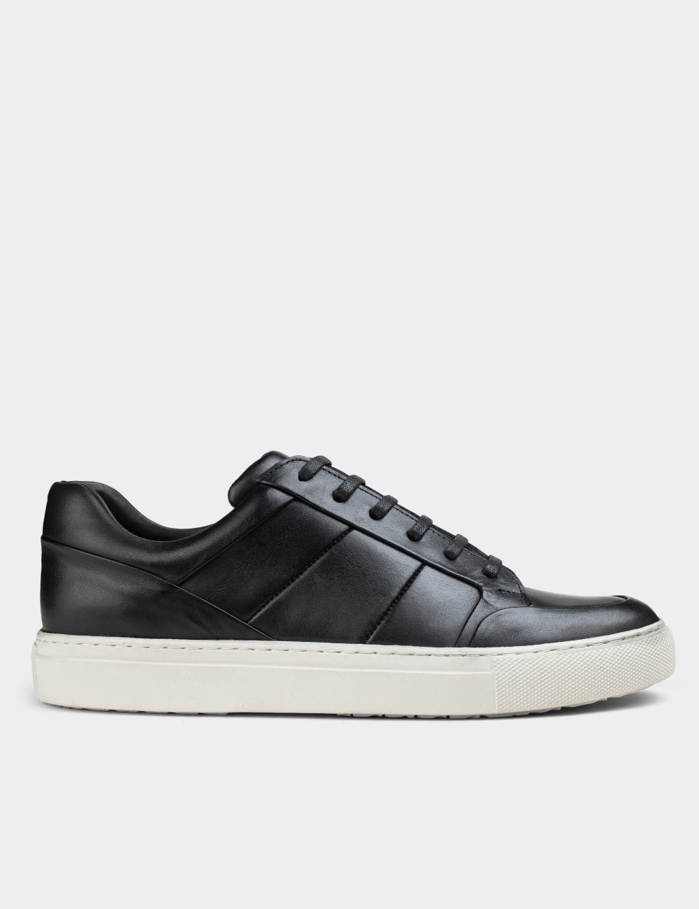 Black  Leather Sneakers - 01723MSYHC01